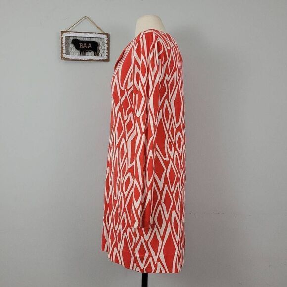 Diane Von Furstenberg Reina Ikat Print Silk Long Sleeve Tunic Dress Sz 10 Jersey - Picture 4 of 14